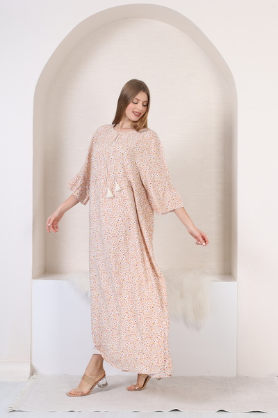 mervemoda Γυναικείο υφαντό φόρεμα με μακρύ μανίκι τριών τετάρτων