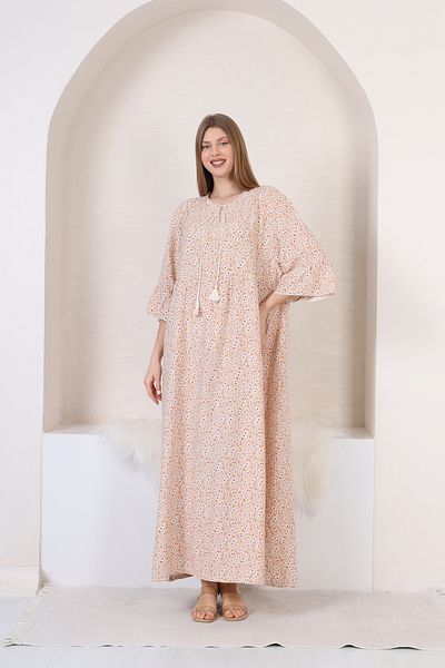 mervemoda Γυναικείο υφαντό φόρεμα με μακρύ μανίκι τριών τετάρτων