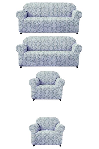 FurkanTicaret Flexible Skirtless Shawl Patterned Jacquard Sofa - 3+3+1+1 Sofa Cover