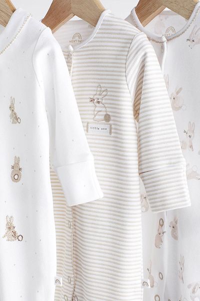 Next Baby Organic Cotton Rabbit Patterned 3-Piece White Sleeping Bag ALY00433