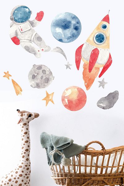 Postifull Baby Room Sticker Set Wall Decoration, Space Themed, Kids Room Wall Sticker, Adhesive Wall Sticker