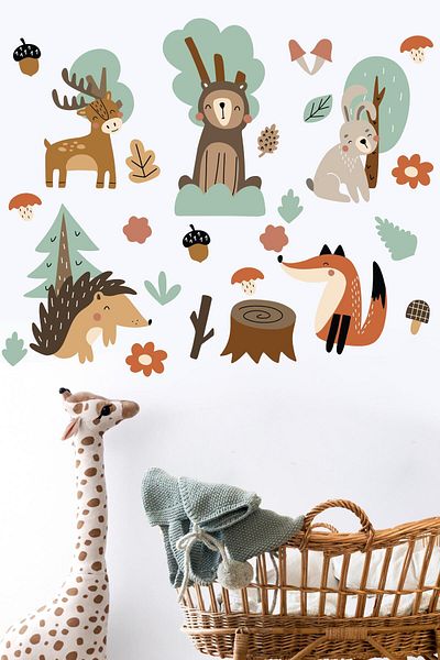 Postifull Baby Room Sticker Set Wall Decoration, Forest Themed, Kids Room Wall Sticker, Adhesive Wall St