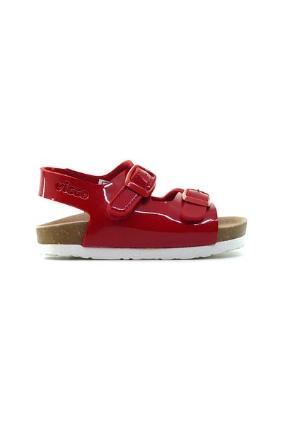 Vicco Sandale unisex pentru copii VICCO LAST - Talpă ușoară, utilizare zilnică, piele roșie lacuită (22-36)