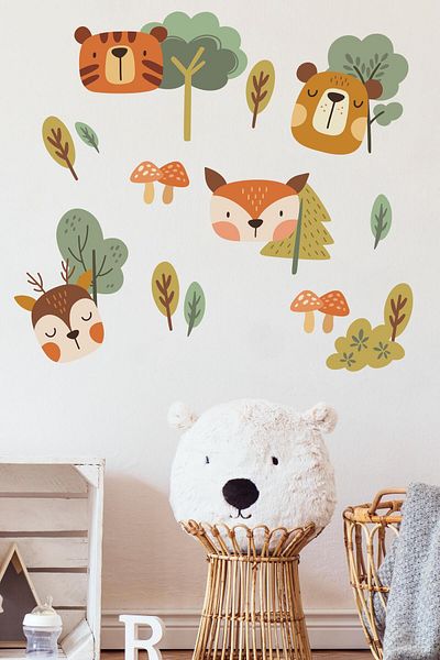 Postifull Baby Room Sticker Set Wall Decoration, Forest Themed, Kids Room Wall Sticker, Adhesive Wall St