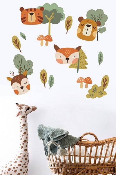 Postifull Baby Room Sticker Set Wall Decoration, Forest Themed, Kids Room Wall Sticker, Adhesive Wall St