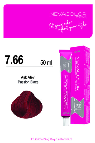 Nevacolor Premium 7.66 AŞK ALEVİ Kalıcı Krem Saç Boyası 50ml