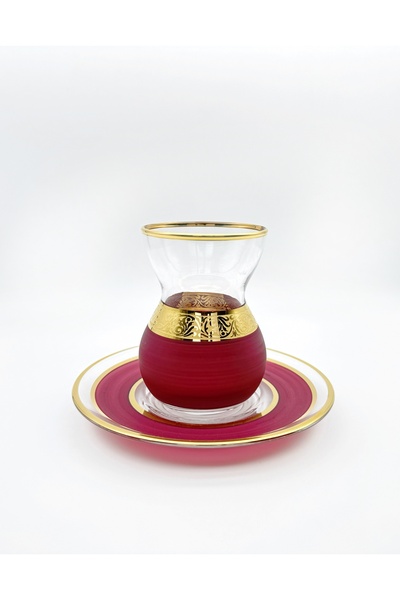 ÖzcamKristal 6 Kişilik 12 Parça Mürdüm Dantel Çay Takımı – Şık ve Dayanıklı S...