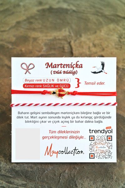 maycollection Red Ladybug Red White Martentica Double String Bracelet
