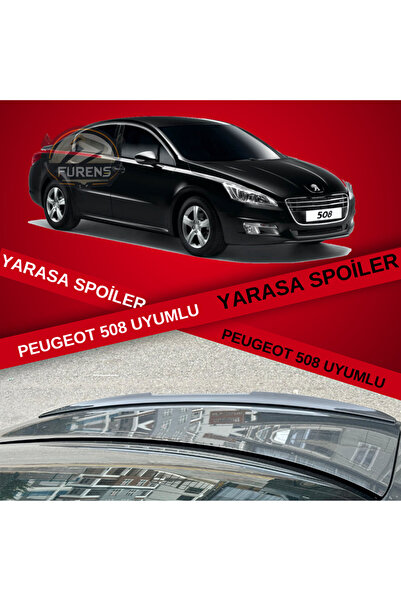 Furens Peugeot 508 2010-2018 Uyumlu Bagaj Üstü Slim Yarasa Spoiler Piano Blac...