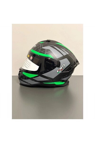 CRN KASK 867 MAT SIYAH GRI YESIL