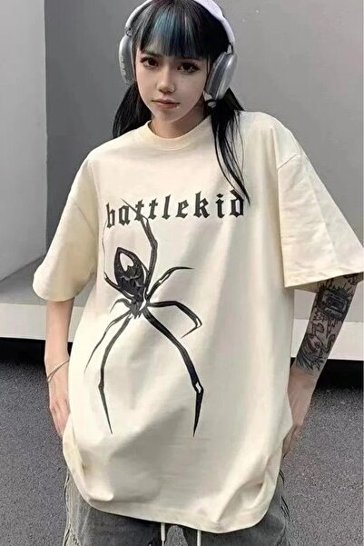 DEEFWEAR Beige Unisex Battlekid Spider T-Shirt- mingalondon