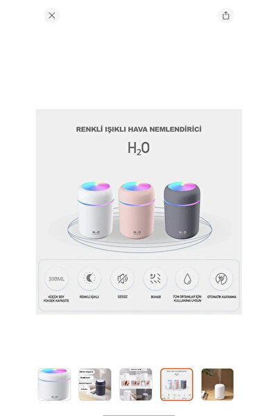 hediyeofisi H2O Humidifier 400 Ml Ulrasonik Hava Nemlendirici Buhar Makinesi ...