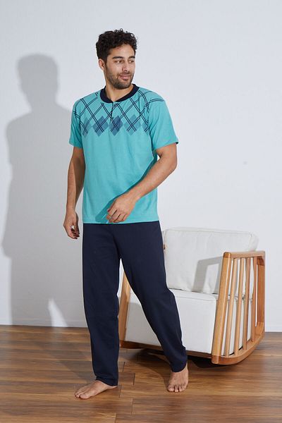Ayans Pijama Σετ πιτζάμας χτενισμένο βαμβακερό μονό φανελάκι (Καλοκαίρι).