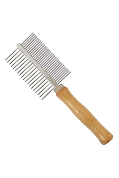 Nehir Ahşap Saplı Çift Taraflı Kedi Ve Köpek Kıtık Açıcı Tarak,