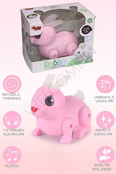 welcomein Oyuncak Müzikli Işıklı Pilli Hareket Eden ve Zıplayan Sevimli Tavşa...