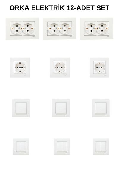 VİKO Karre White 3-Piece 2-Piece Socket 3-Piece Grounded Socket 3-Piece Switch 3-Piece Commutator Frame Included
