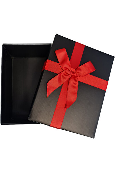 ALERUM Siyah Hediye Kutusu (Kırmızı Kurdeleli)