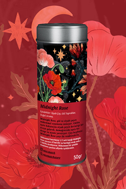 Nice Match Midnight Rose Güllü Siyah Çay 50 gr