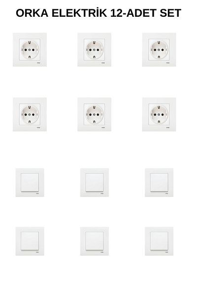 VİKO Karre White 6-Piece Grounded Socket + 6-Piece Switch Frame Included