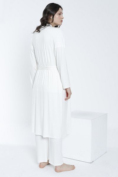 Miss Dünya Lissa Short Sleeve Maternity and Maternity Pajamas Set with Long Dressing Gowns - 4360