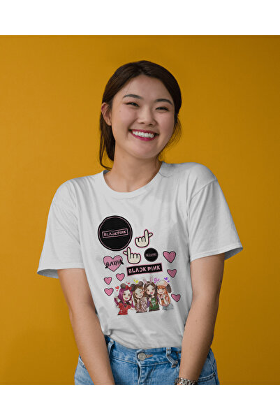 AEMİ Ženska Blackpink Štampano Oversize kroj 100% pamuk komad T-shirt