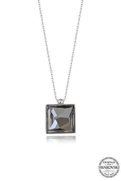 Swarovski Crystal Kadın Kare Zirconia Gümüş Kolye
