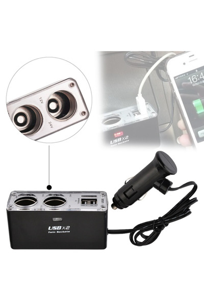 HMNL Araç Çakmaklık Çoğaltıcı 2 lİ Usb Araba Çakmak Soket Çoklayıcı