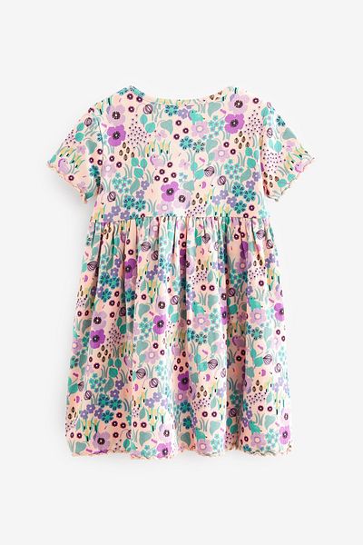 Next Baby 100% Cotton Leylar Purple Floral Dress