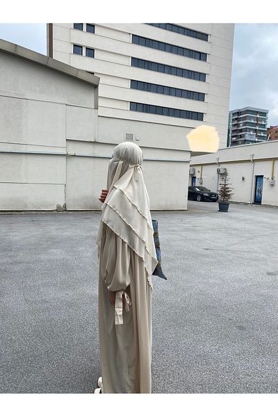 SAVANNAHSTAR Κοστούμι χιτζάμπ μοντέρνο abaya μπαλόνι μανίκι εξαιρετικά χαλαρό σιφόν σουφλέ σάλι έτοιμο με πέπλο