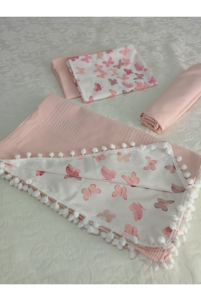 Wenaris طقم بطانية بيكيه مكون من 4 قطع - 2 غطاء وسادة وشارساف