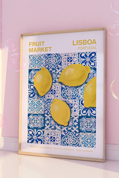 Vinca Prints A3 Estetik Poster Portugal Lisboa Lemon Poster Mutfak Salon Post...