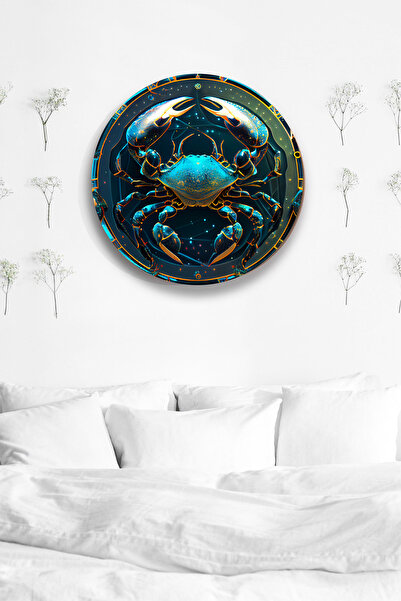 Nod Pictură de perete astrologie zodiacală Rac, simbol zodiacal Pictură elegantă din lemn Mdf, acasă, birou, decorare perete