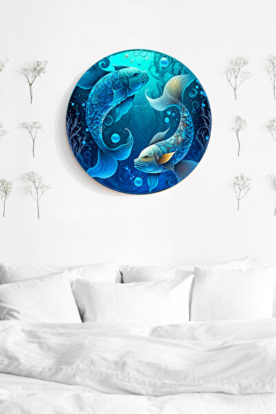 Nod Pictură de perete astrologie Pești, simbol zodiacal Pictură elegantă din lemn Mdf, acasă, birou, decorare perete