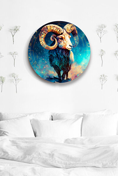 Nod Tabel astrologic zodia Berbec, semne zodiacale, simboluri model de masă din lemn, acasă, birou, decorare elegantă de perete