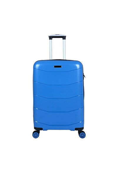 Bagacar Ultra Hafif Kırılmaz Silikon Orta Boy Valiz Mavi+ETİKET HEDİYELİ!