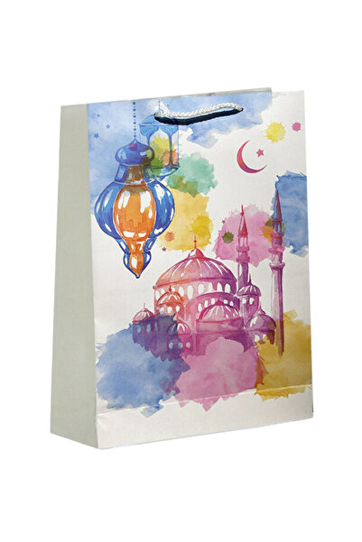 Huzur Party Store Ramazan Bayramı Karton Çanta Boya Püskürtme Temalı Cami Fen...