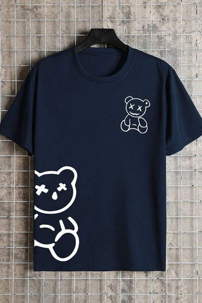 Trend Sizde Unisex Draw Bear Printed Design T-shirt