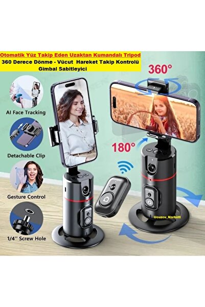 Kalite Otomatik Yüz Takip Eden Uzaktan Kumandalı Tripod (360 Derece Dönme - V...