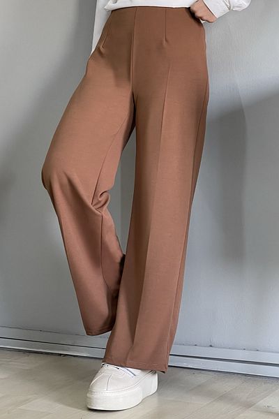 InStyle Kalhoty v pase s širokým elastickým lemem - Tan