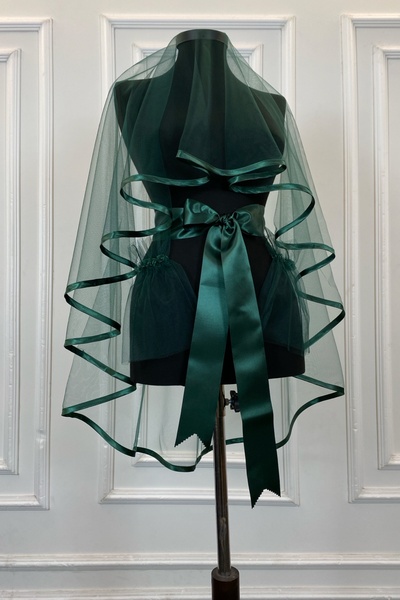 ZEYMERADE مجموعة حجاب الزفاف المضلع باللون الأخضر الزمردي. احصل على غطاء وجه ...