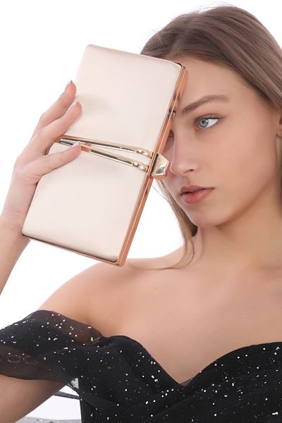 womenacs Χρώμα δέρματος Σατέν Μεταλλικά Αξεσουάρ Βραδινό Φόρεμα Clutch Portfolio Νυχτερινή τσάντα αρραβώνων γάμου στο χέρι και με λουράκι