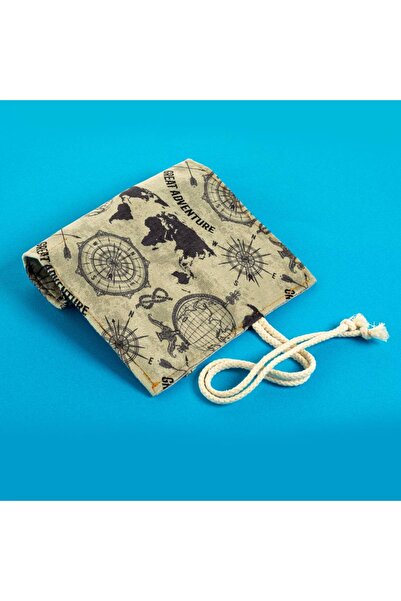 Street Bag Suport pentru stilou tipărit cu hartă de aventură, cu mai multe compartimente, imprimat artistic retro