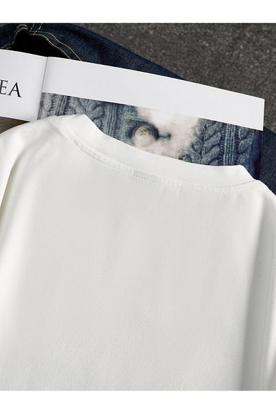 Jose Clothing Μπλουζάκι Unisex Λευκό εμπριμέ από οργανικό βαμβάκι Oversize κοντό μανίκι