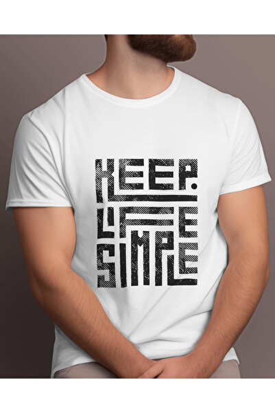 AEMİ Keep Life Simple Design Štampano Majica Unisex Oversize kroj 100% pamuk ...