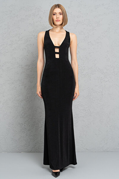 Kikiriki Göğüs Dekolteli Kolsuz Maxi Elbise