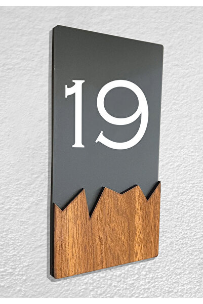 Dekokonsept Dikey Pleksi Ahşap Detaylı Uv Baskılı Apartman Daire Otel Ofis Ka...