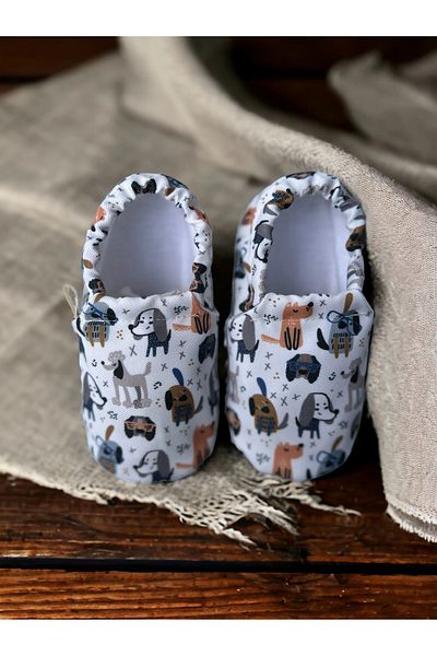 Kokopatik ,Non-Slip Sole,Organic Cotton Home Nursery Booties,Dog Pattern Booties with Glasses