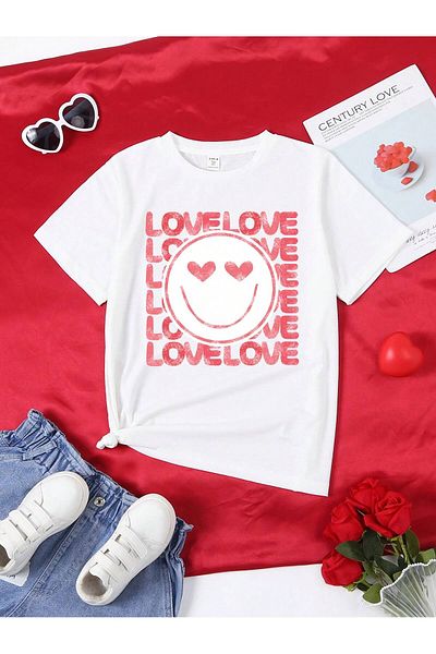 Jose Clothing Μπλουζάκι Unisex Λευκό εμπριμέ από οργανικό βαμβάκι Oversize με κοντό μανίκι