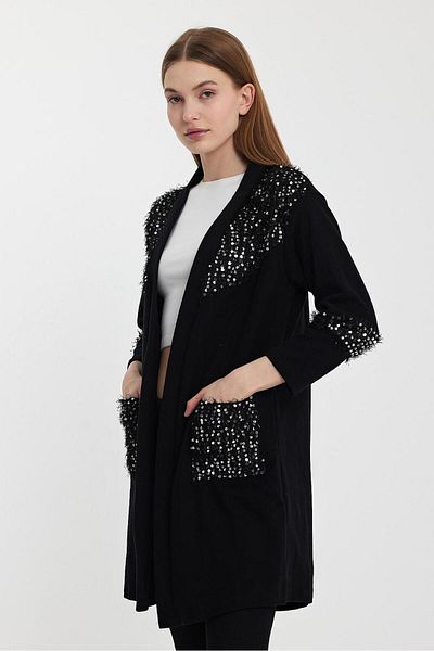CNG MODA Sequin Embroidery Large Size Cardigan