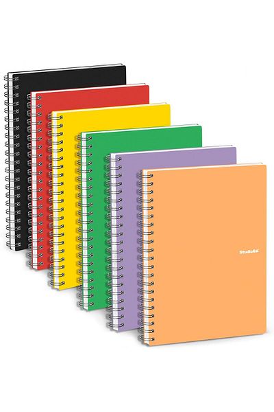 Janissary 6 PCS A4 60 Sheets School Notebook PP Cover Spiral Notebook A4 (3 LINE + 3 CHECK)